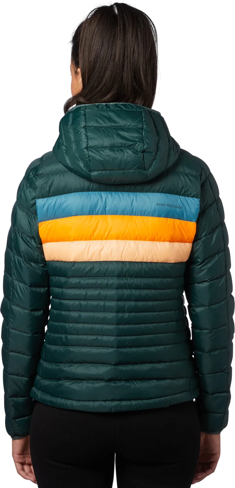 Cotopaxi Womens Fuego Down Hooded Jacket - Dark Forest Stripes-5